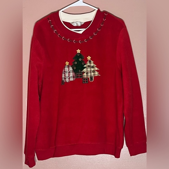 Vintage Allison Daley Red Sweater Christmas Tree Design Large - Picture 2 of 10